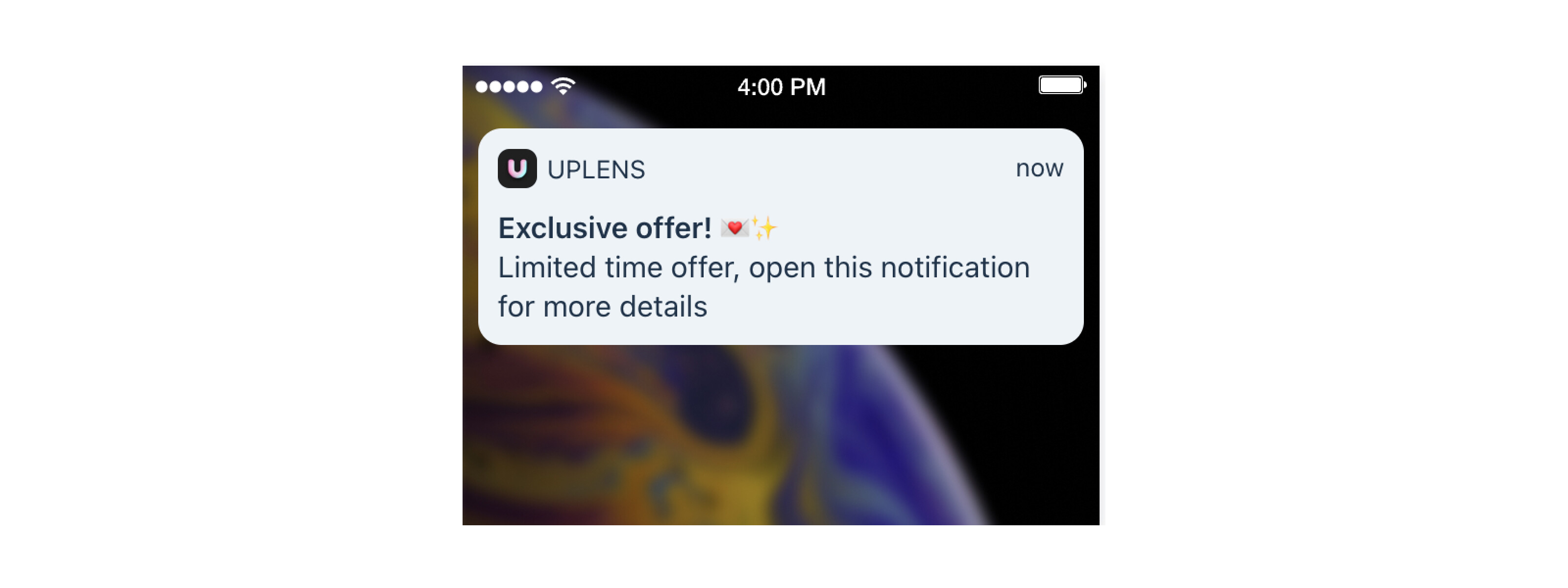 Uplens push notification created in Apphud